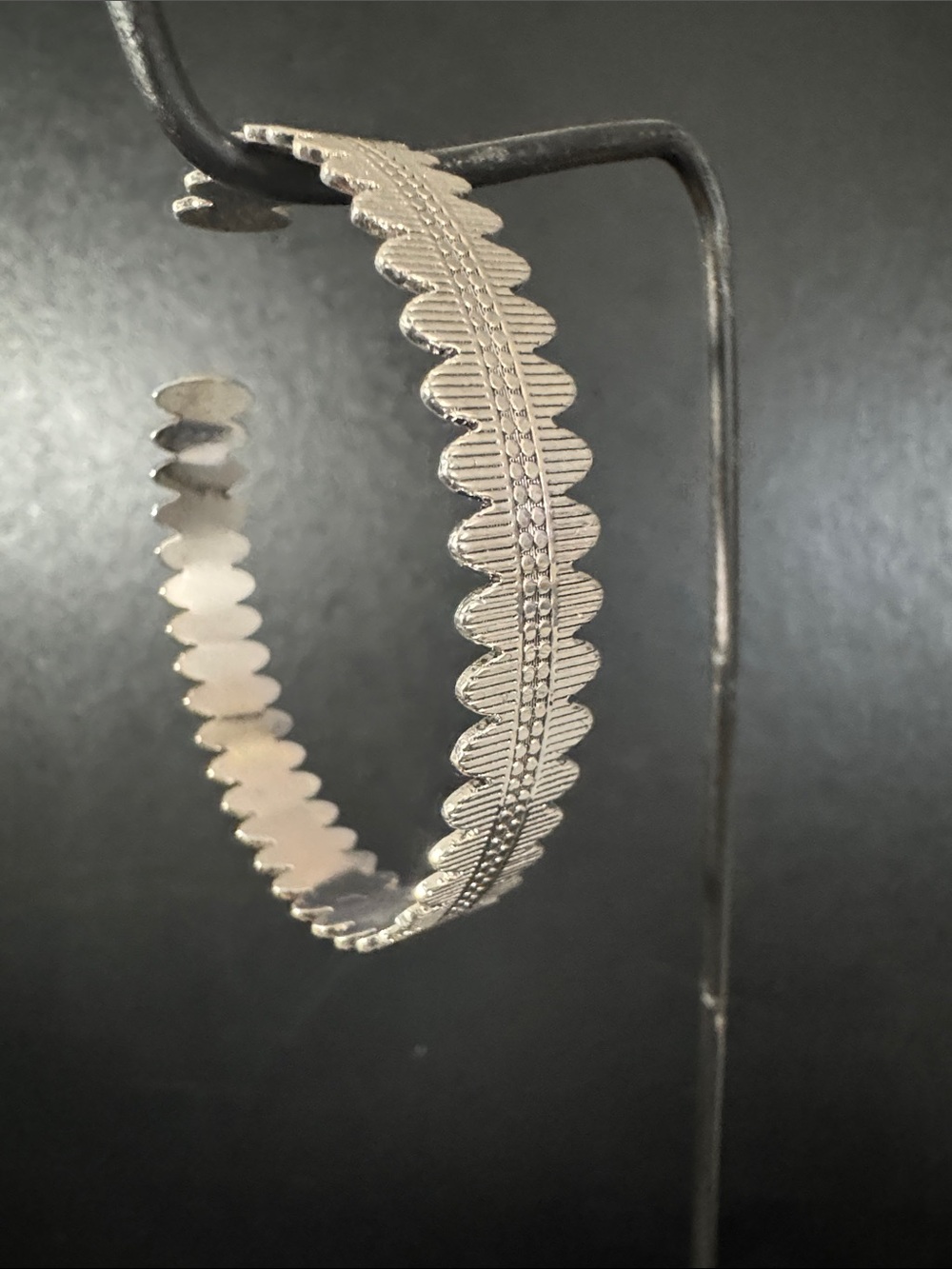 Silver Scalloped Edge Hoop Earrings - Women Jewelry